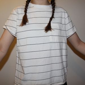 White Striped Pocket Tee